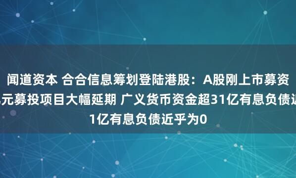 闻道资本 合合信息筹划登陆港股：A股刚上市募资13.7亿元募投项目大幅延期 广义货币资金超31亿有息负债近乎为0